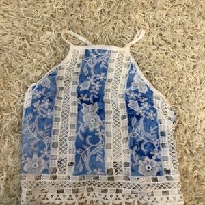 LF White and Blue Crop Top